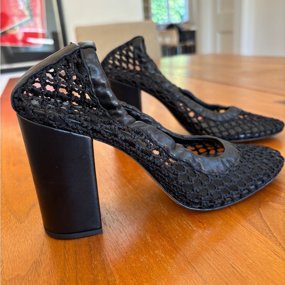 Claudine Pierlot stretch mesh heels, sz 37, black